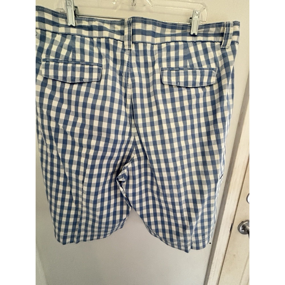 Roundtree & York Light Blue White Checked Flat Front Slash Pocket Shorts 42x11 - Picture 4 of 9